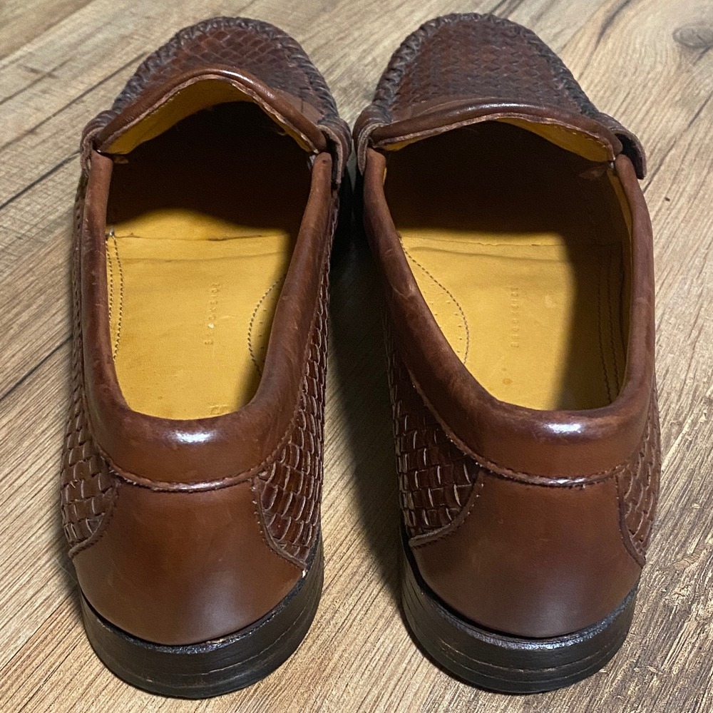 Allen Edmonds Mens Woven Leather Penny Loafers Brown Size 8.5B Made in USA 81067 - Picture 7 of 8